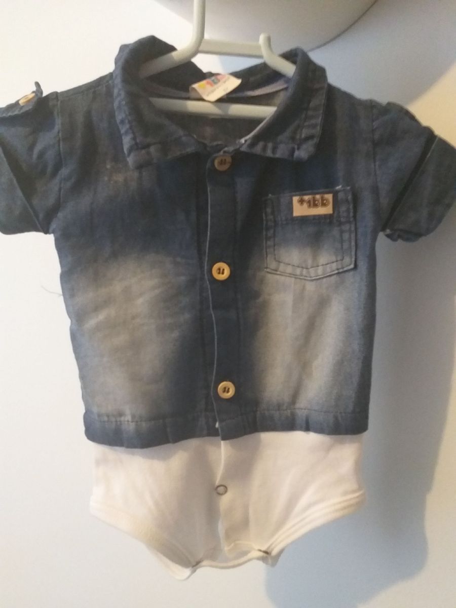 Body Camisa Jeans Roupa Infantil Para Bebe Mais Um Bebe Usado Enjoei