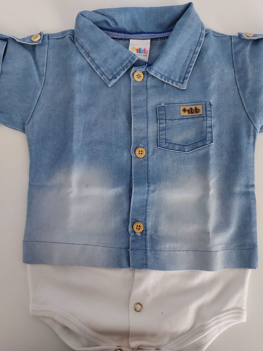 Body Camisa Jeans Roupa Infantil Para Bebe Mais Um Bebe Nunca Usado Enjoei