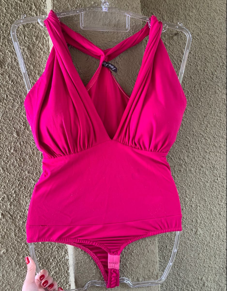 Body Cor de Rosa Decotado com Bojo Fixo | Blusa Feminina Lolly Polly ...