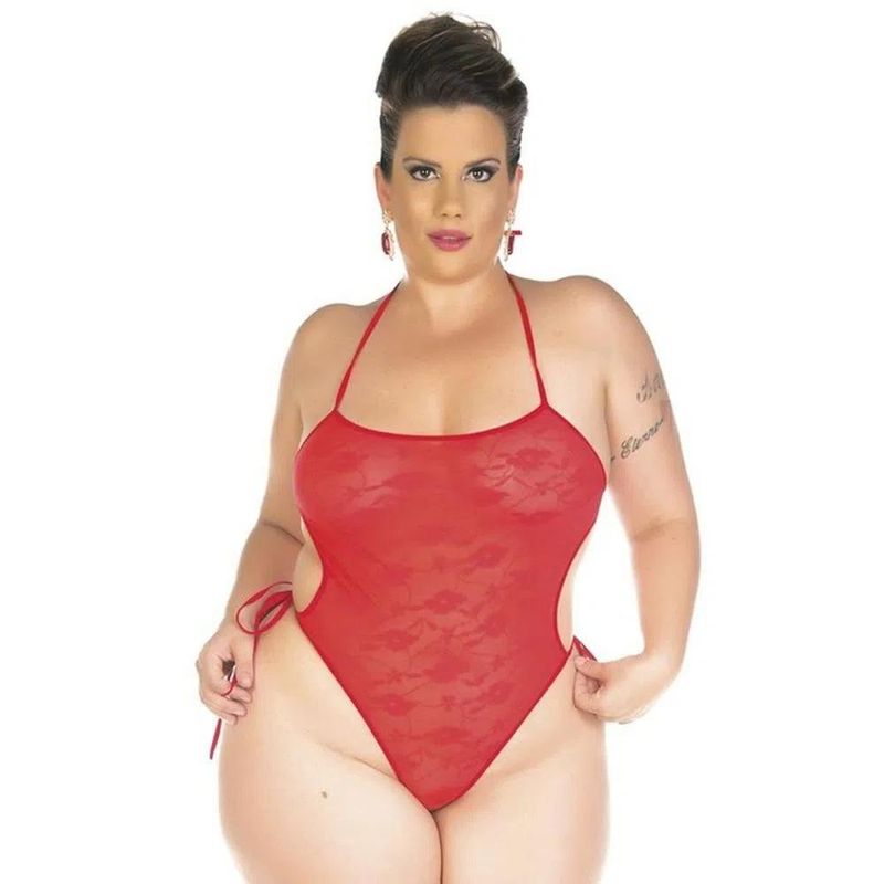 Body Feminino Plus Size Renda Vermelho Sensual Bori Ajustável Bory, Lingerie Feminina Pimenta Sexy Nunca Usado 90547904