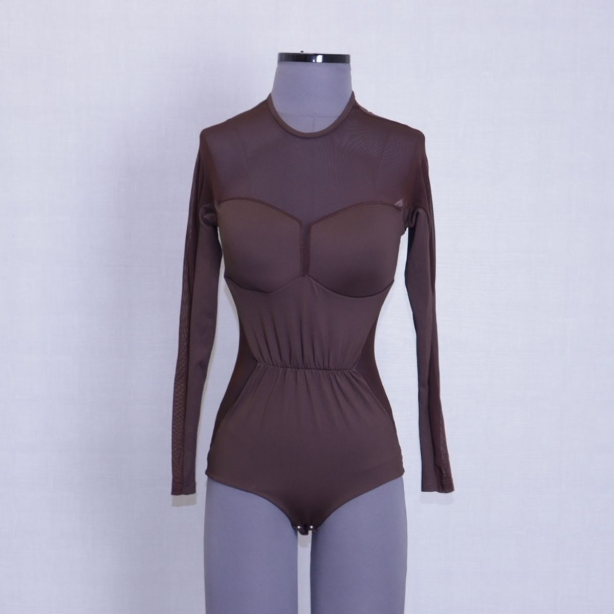 SHEER MESH TURTLENECK BODYSUIT