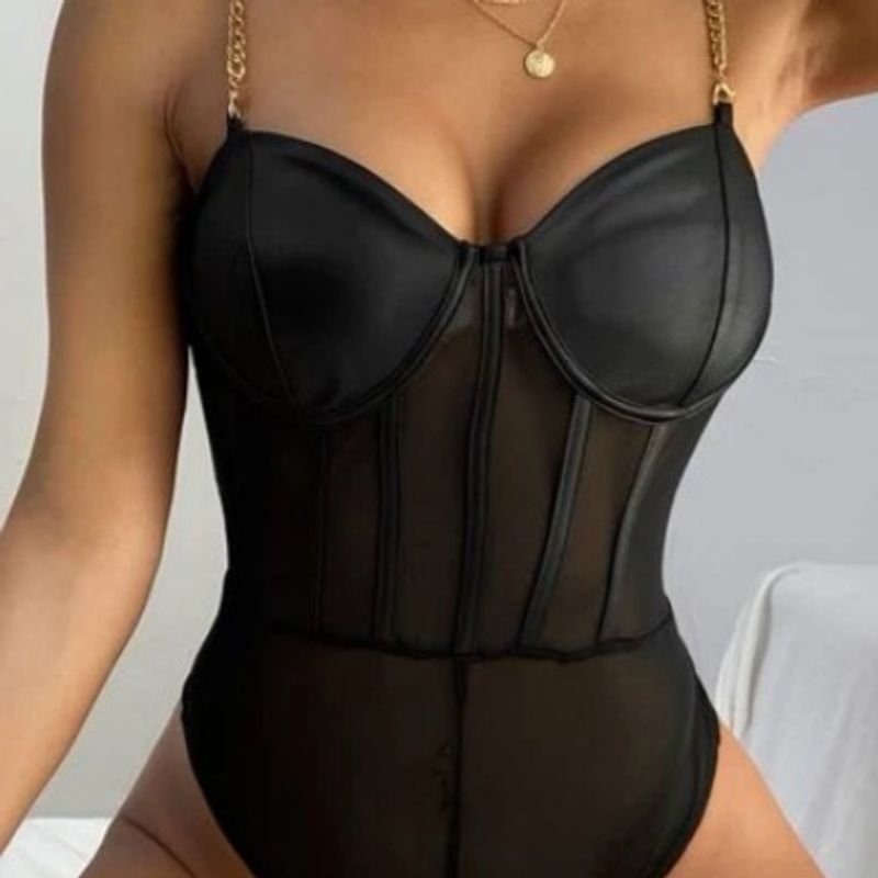 Body Preto Decotado Trançado Frente Shein, Blusa Feminina Shein Nunca  Usado 94371331