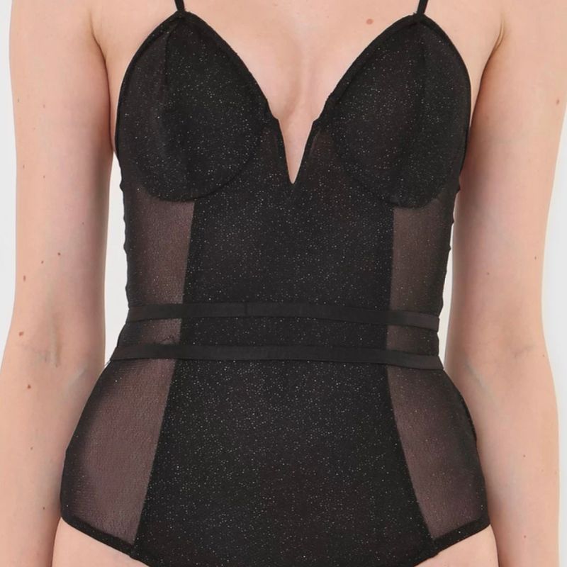 Body Corselet com Tule Preto  Blusa Feminina Nunca Usado 80718280