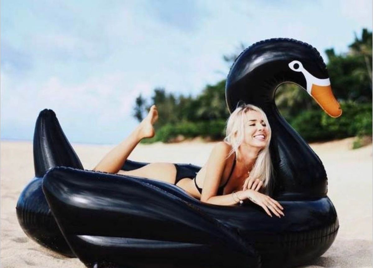 bóia gigante inflável cisne negro ( cabe duas pessoas ) - praia fk
