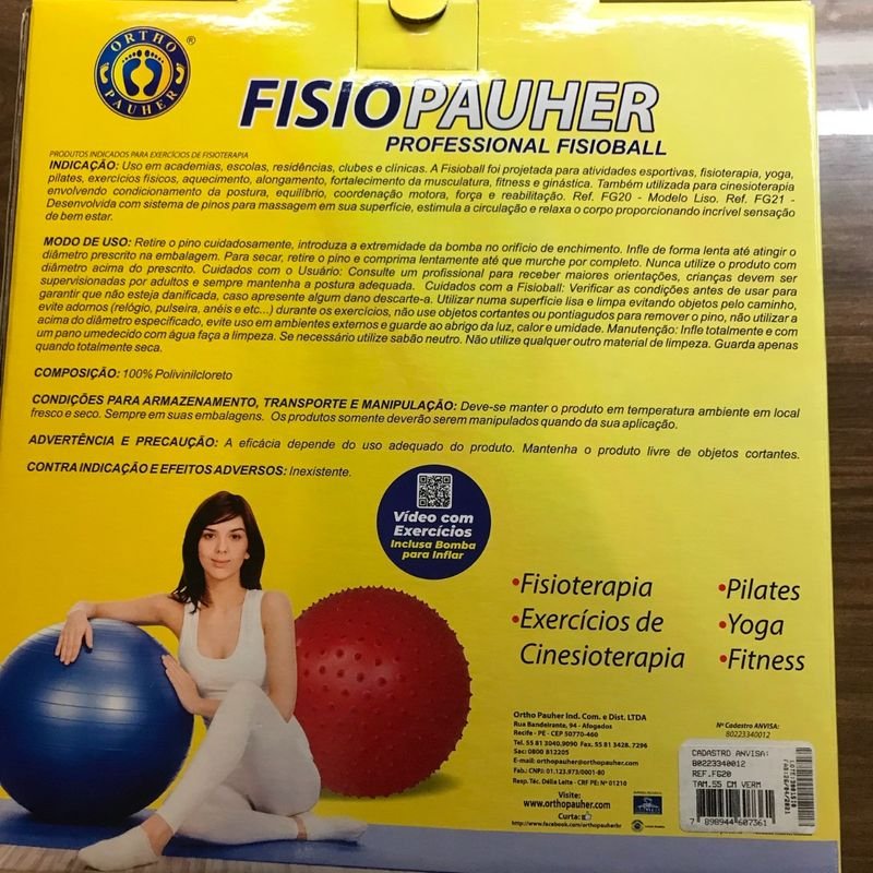 Ofertas de Bola para Exercícios Ortho Pauher Fisioball 65cm, sem pinos,  azul