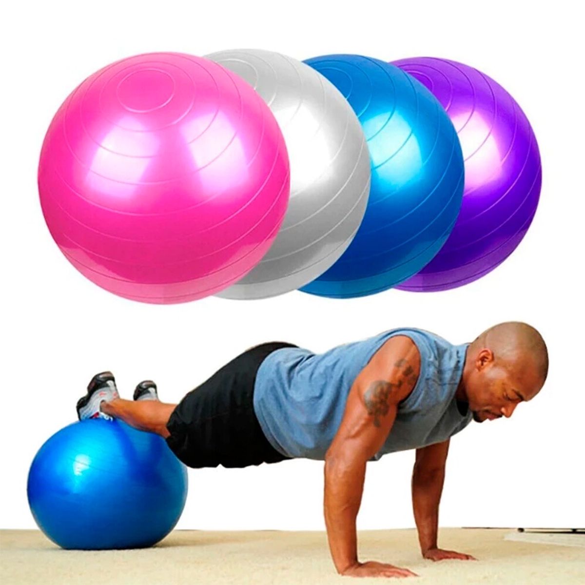 Bola Suiça Pilates Yoga Abdominal Fitness 65cm + Bomba Exercícios Força 816  - NEHC - Bola de Pilates - Magazine Luiza