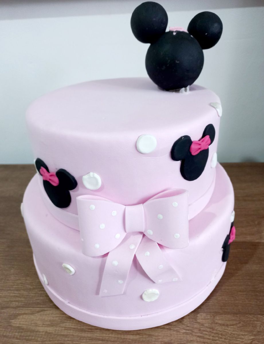 Bolo Fake Minnie Rosa Item Infantil Festa Infantil Usado Enjoei