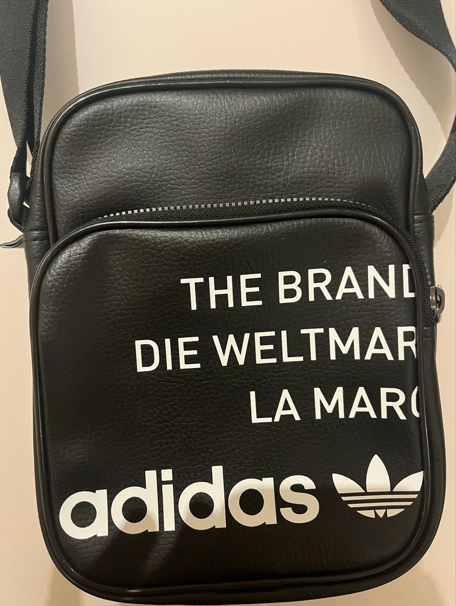 Bolsa Adidas Original Couro Preta L Usada 3 Vezes Bolsa de Ombro