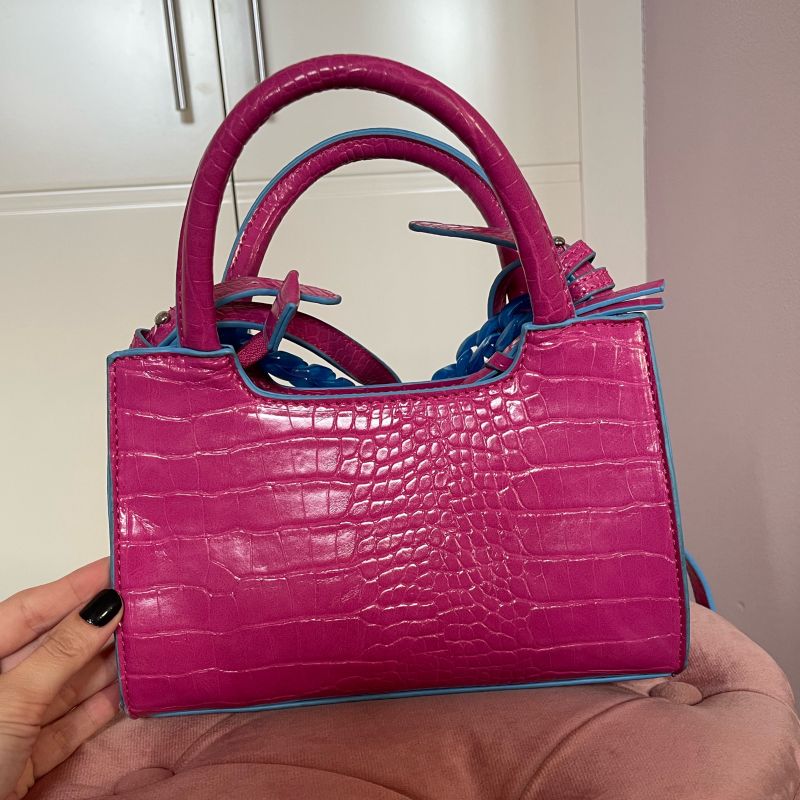 Bolsa Arezzo Croco Pequena Pink Bolsa de Ombro Feminina Arezzo