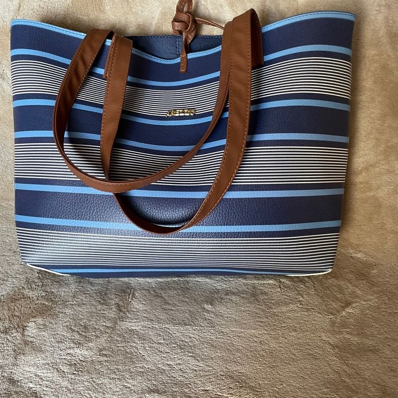 Bolsa Arezzo Listrado Modelo Praia Ou Piscina Bolsa de Ombro