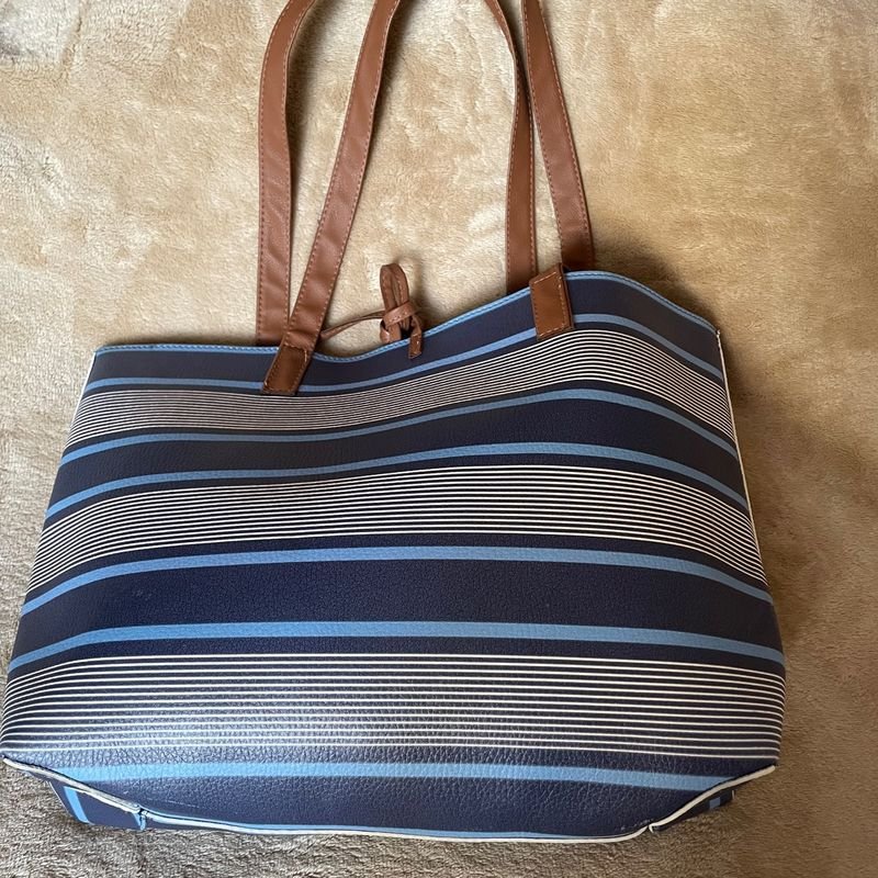 Bolsa Arezzo Listrado Modelo Praia Ou Piscina Bolsa de Ombro