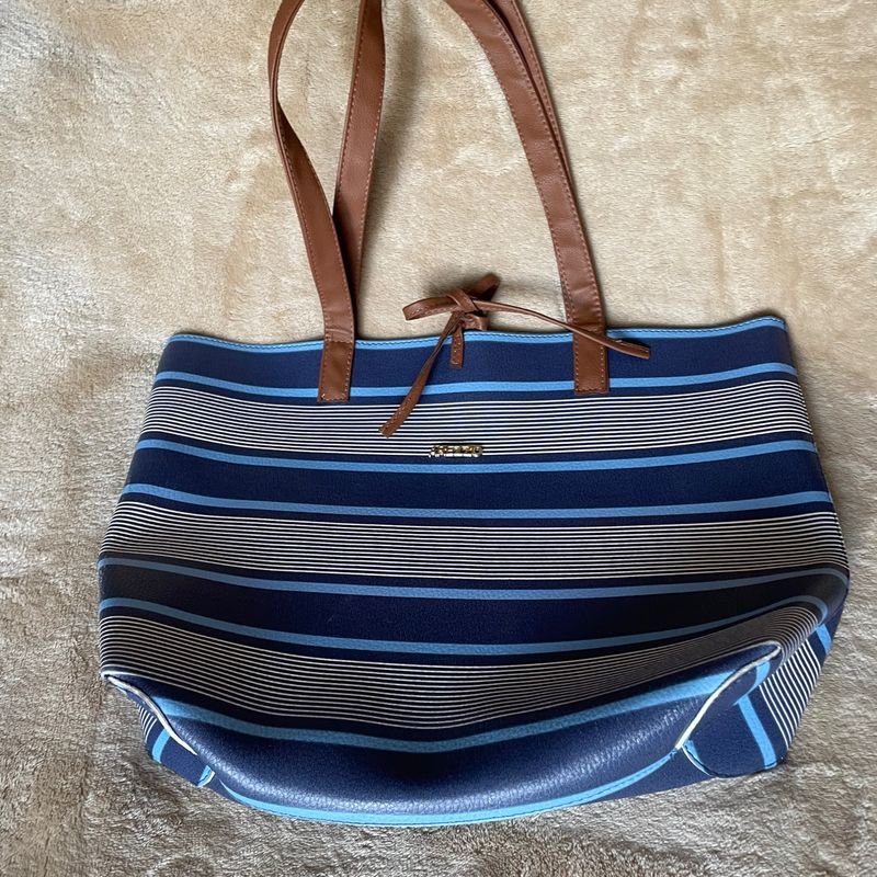 Bolsa Arezzo Listrado Modelo Praia Ou Piscina Bolsa de Ombro