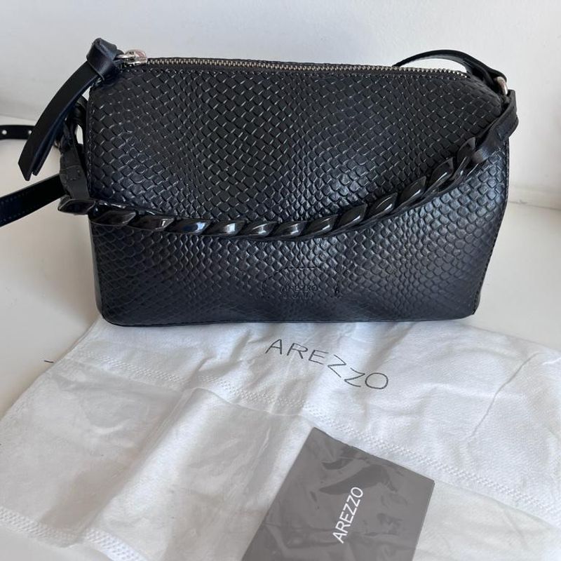 Bolsa Arezzo Tiracolo Preta Laura M dia Bolsa de Ombro Feminina Arezzo Usado 96122956 enjoei