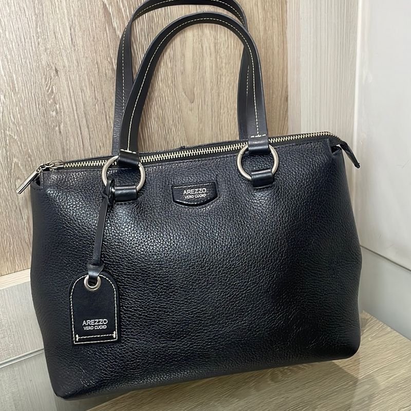 Bolsa Arezzo Vero Cuoio Couro Preta Bolsa de Ombro Feminina Arezzo Usado 86727132 enjoei