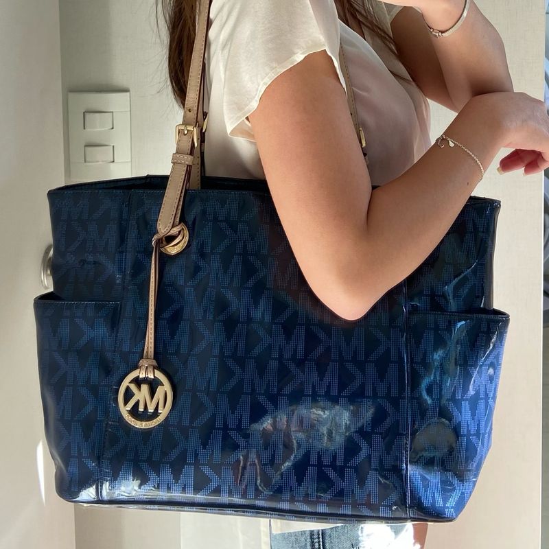 Bolsa Azul Michael Kors Bolsa de Ombro Feminina Michael Kors