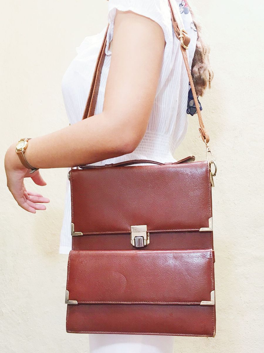 Bolsa Carteiro Maleta Vintage em Couro | Bolsa de Ombro Feminina ...