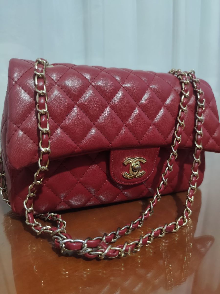 Bolsa Chanel Vermelha Bolsa de Ombro Feminina Chanel Usado 48071026