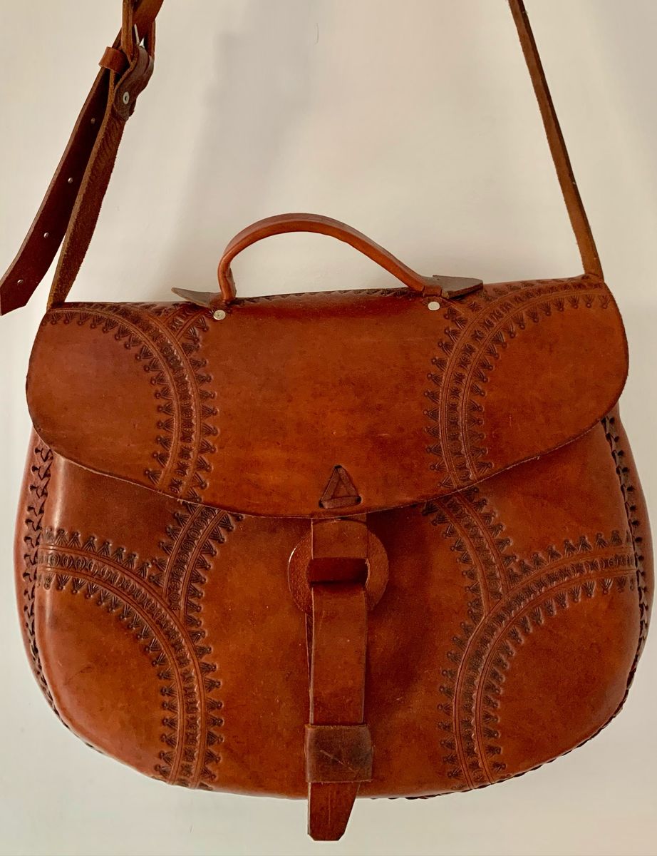 Bolsa Couro Natural Caramelo Feita a Mão Artesanal Trazida do México ...