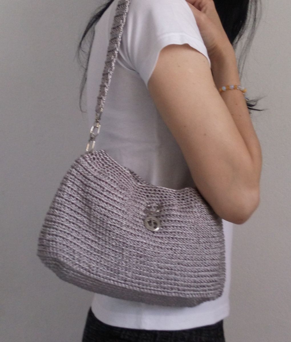 Bolsa com Textura Croco, Bolsa de Ombro Feminina Gianni Sgai Usado 1011142