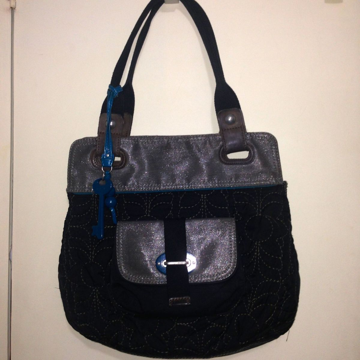 Bolsa De Ombro Preta Fossil Original Bolsa De Ombro Feminina Usado