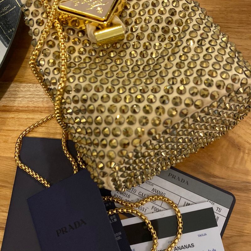 Bolsa Prada Dourada Transversal de Ombro Mid Luxo Brilho Glamour – LOLA  BRASIL
