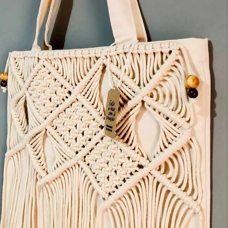 Bolsa Ecobag Boho Macrame Bolsa de Ombro Feminina Nunca Usado