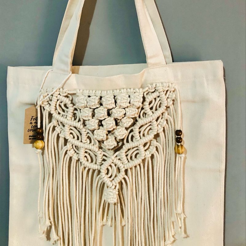 Bolsa Ecobag Boho Macrame Bolsa de Ombro Feminina Nunca Usado 78519416 enjoei