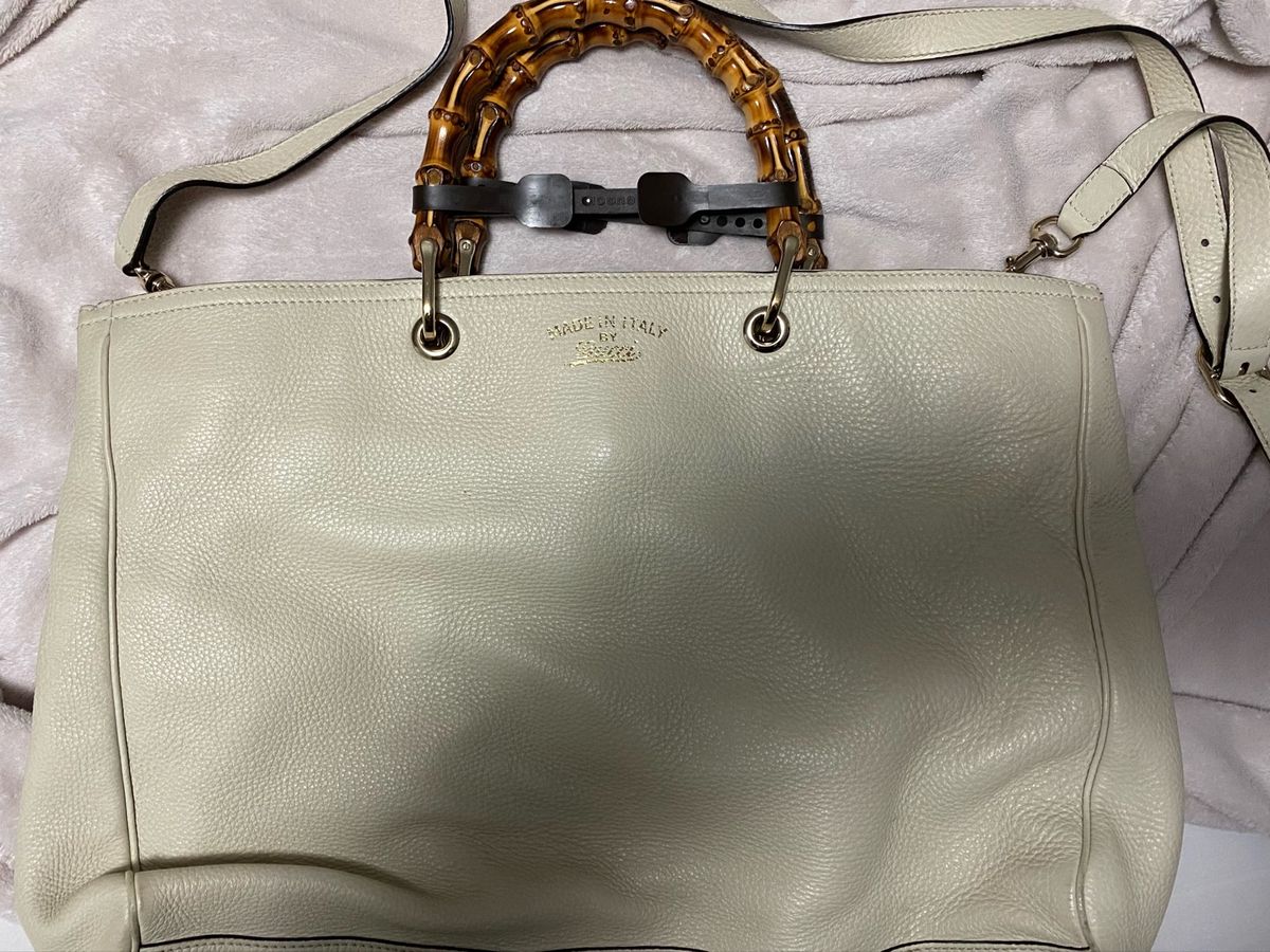 Bolsa Gucci Couro E Al A De Bambu Original Bolsa De Ombro