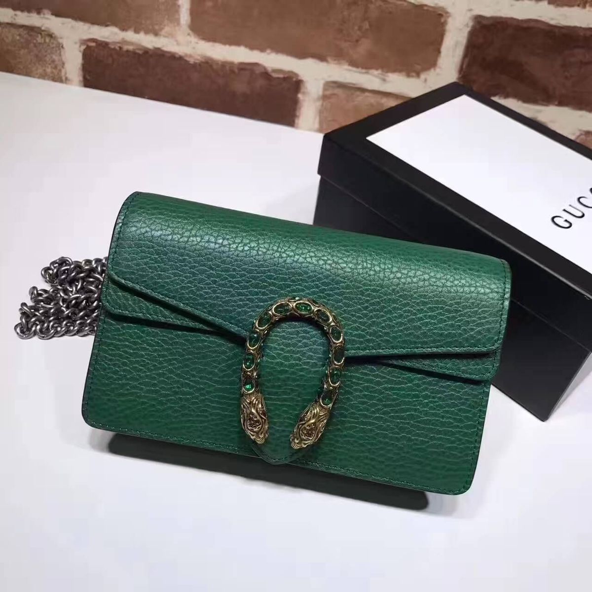 Bolsa Gucci Dionysus Super Mini Verde Clutch Feminina Bolsa Gucci Dionysus Super Mini Verde Clutch Feminina