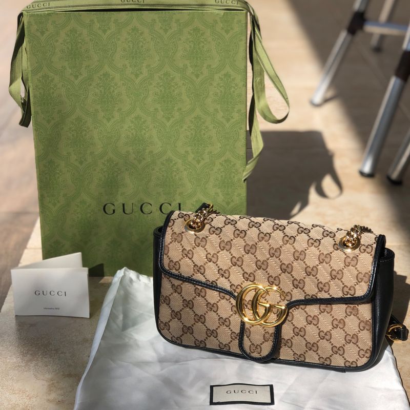 Bolsa Gucci GG Marmont Original Azul Marinho Feminino