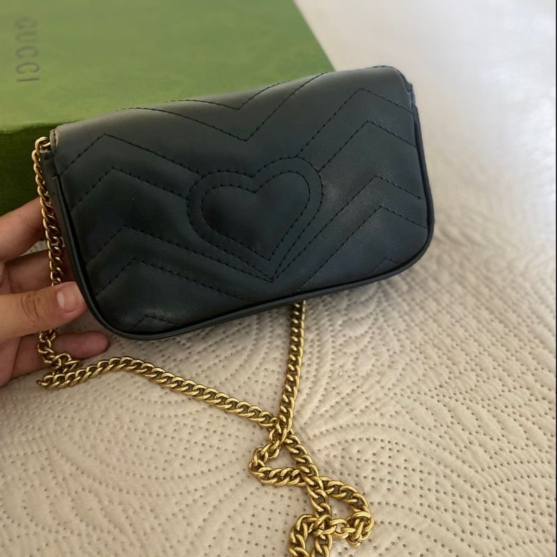 Bolsa Gucci original marmont paetê preta feminina