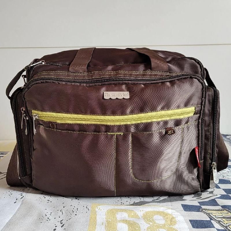 Bolsa Infantil Bebê, Marrom, Fisher Price, com Porta Lenço