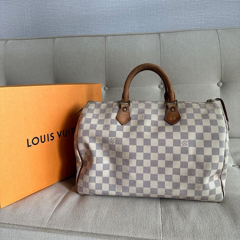 Bolsa Louis Vuitton Original Speedy 35 Damier Azur Feminina