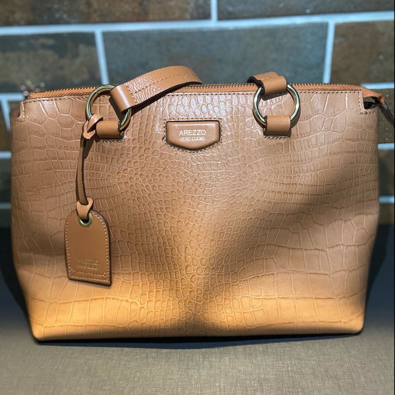 Bolsa M dia Caramelo Arezzo vero Cuoio Couro Bolsa de Ombro Feminina Arezzo Usado 82738072 enjoei