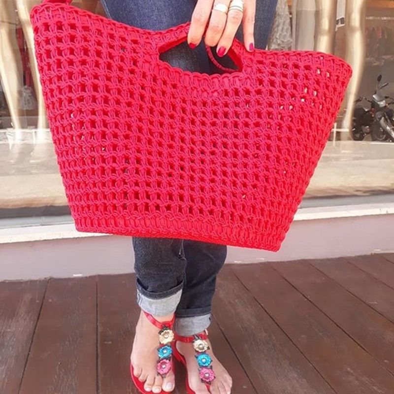 Bolsa Melissa Campana Crochet Vermelha Bolsa de Ombro Feminina Melissa Usado 65301077 enjoei