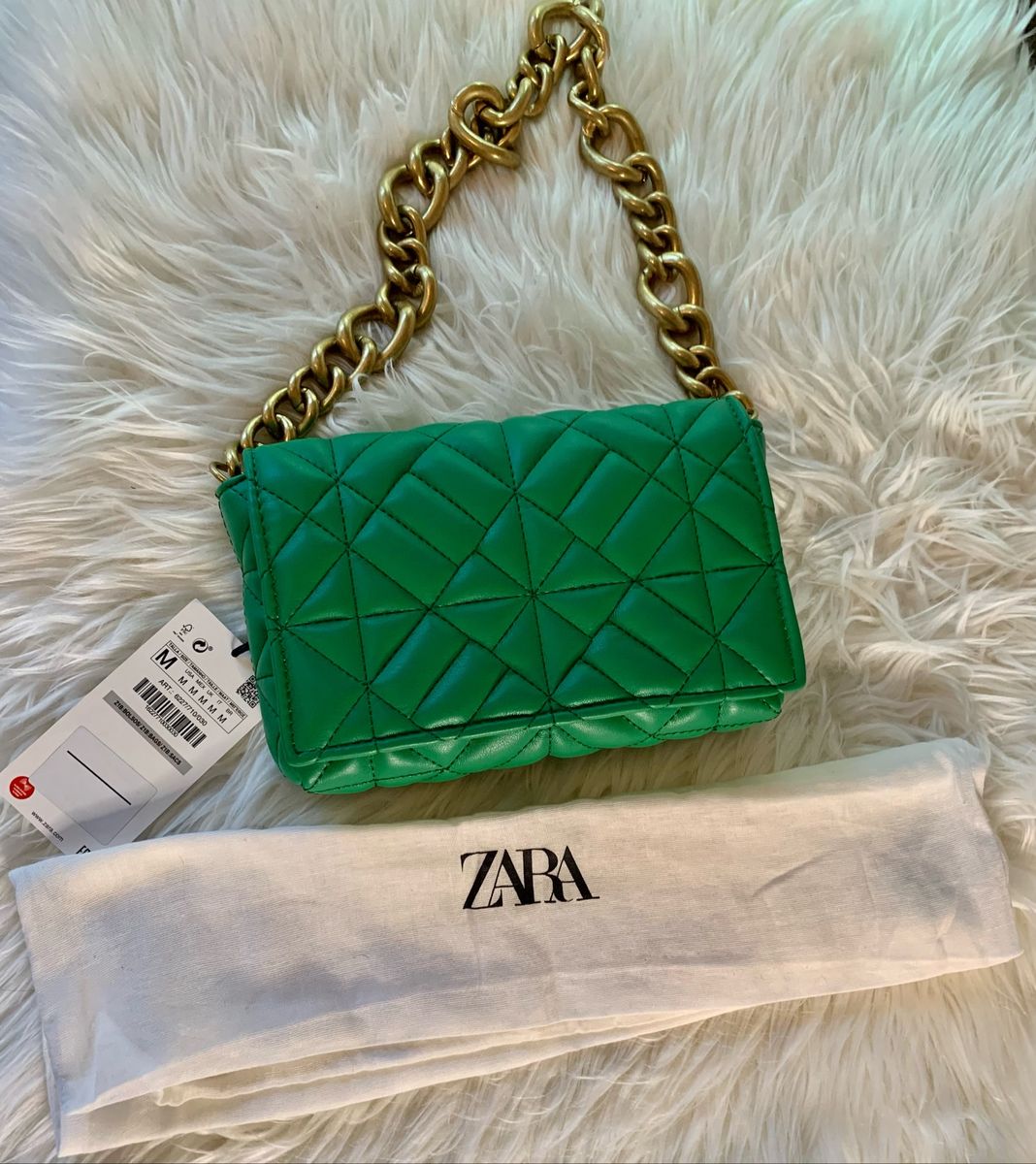 Bolsa Ombro Acolchoada Corrente Zara Original | Bolsa de Ombro Feminina ...