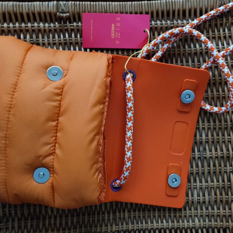 Bolsa Pequena Nylon Brizza Arezzo Laranja Bolsa de Ombro