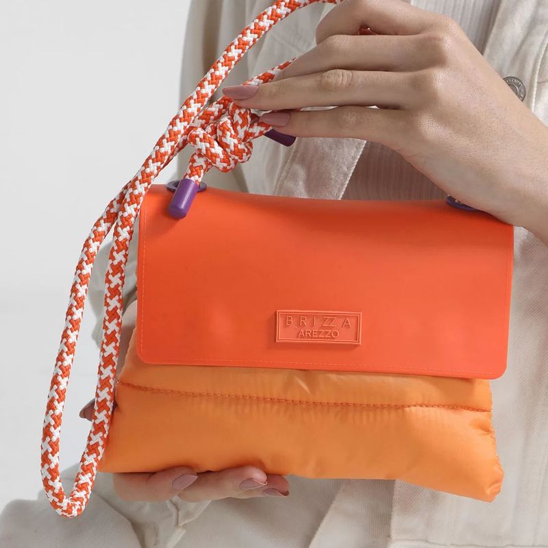 Bolsa Pequena Nylon Brizza Arezzo Laranja Bolsa de Ombro