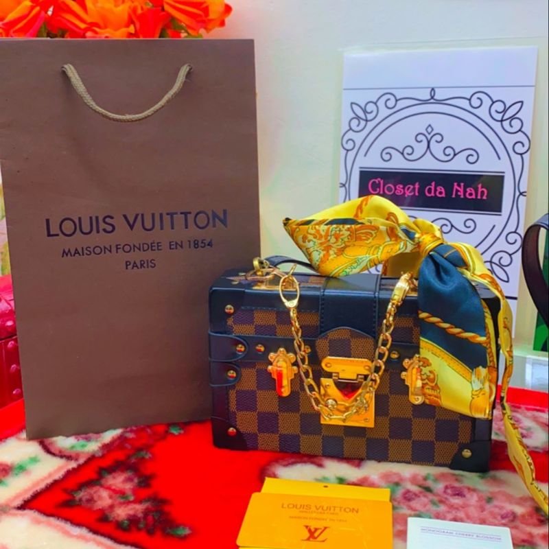 BOLSA LOUIS VUITTON PETITE MALLE DAMIER EBENE - Bolsas de Grife