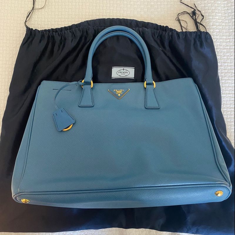 Prada Cobalt Blue Saffiano Lux Leather Parabole Tote Prada