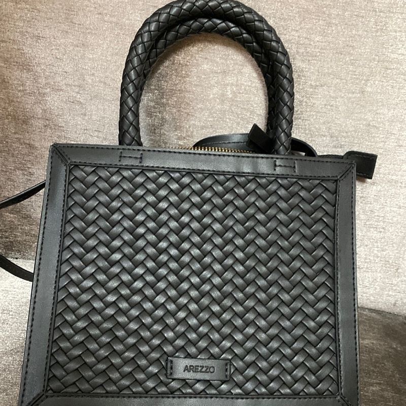 Bolsa Preta Arezzo Tresse Nova M dia Bolsa de m o Feminina