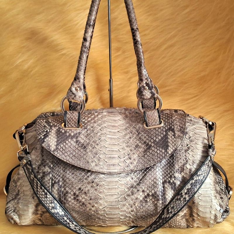 バッグ 00s y2k BORELLI PIERINA Python handbag Bolsa Python/Pyton/Piton/Phyton/Phiton Cobra Legítimo Maxi | Cris