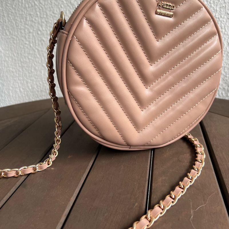 Bolsa Redonda Estilo Chanel da Arezzo Rosa Claro Rosinha com Correntes Dourada Bolsa de Ombro Feminina Arezzo Nunca Usado 79777250 enjoei