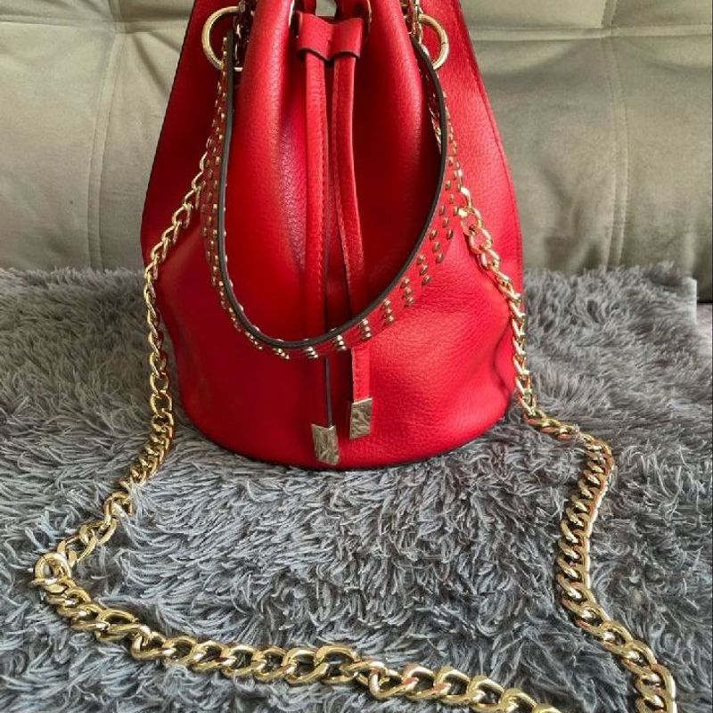 Bolsa Saco Carpisa Couro Sintetico Italiana Vermelha Bolsa de