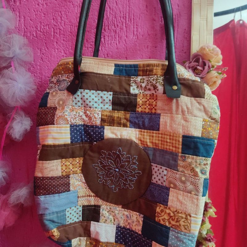 Bolsa Tecido Patchwork Moderno Bolsa de Ombro Feminina Usado