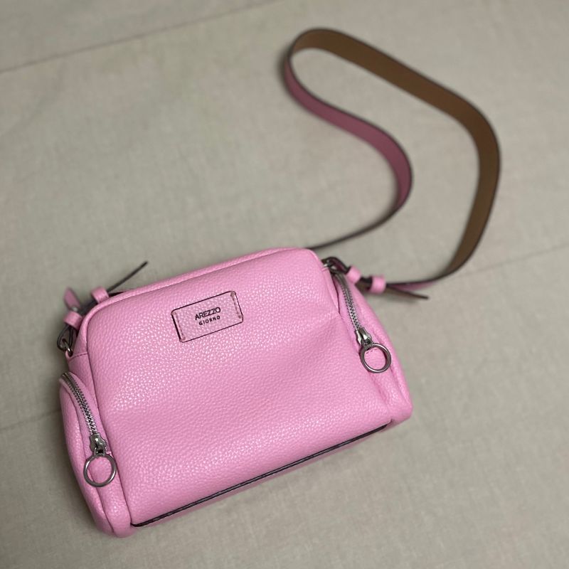 Bolsa Transversal Rosa Ivy Arezzo Bolsa de Ombro Feminina Arezzo