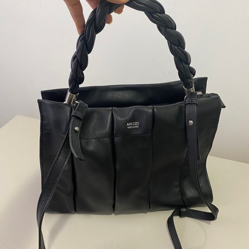 Bolsa Tote Grande Preta Couro Milano Arezzo Bolsa de Ombro Feminina Arezzo Nunca Usado 90426636 enjoei