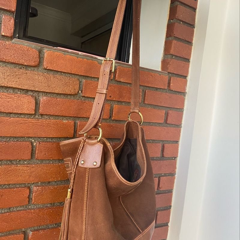 Bolsa Transversal Marrom em Couro Arezzo Bolsa de Ombro Feminina