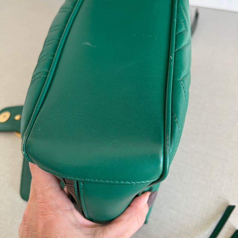 Alça para bolsa (Gucci) verde vermelho com mosquetões dourado 125cm