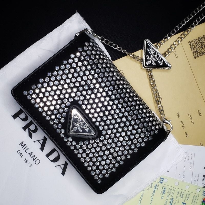 Bolsas Prada Premium Cardholder Crystals | Bolsa de Ombro Feminina